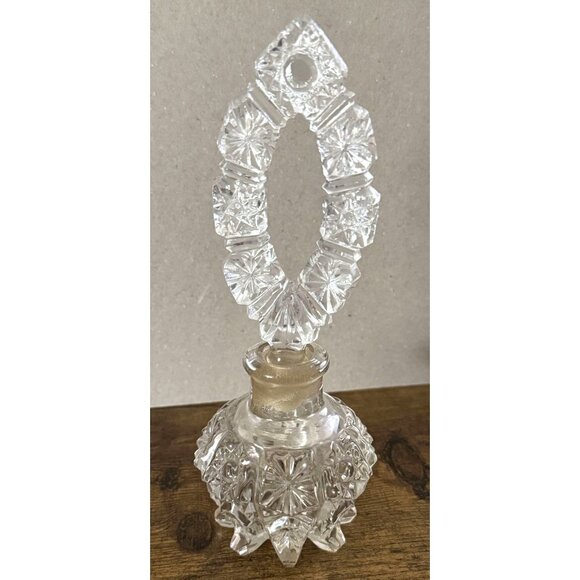 Vintage Crystal Perfume Bottle With Ornate Stopper - Picture 1 of 6